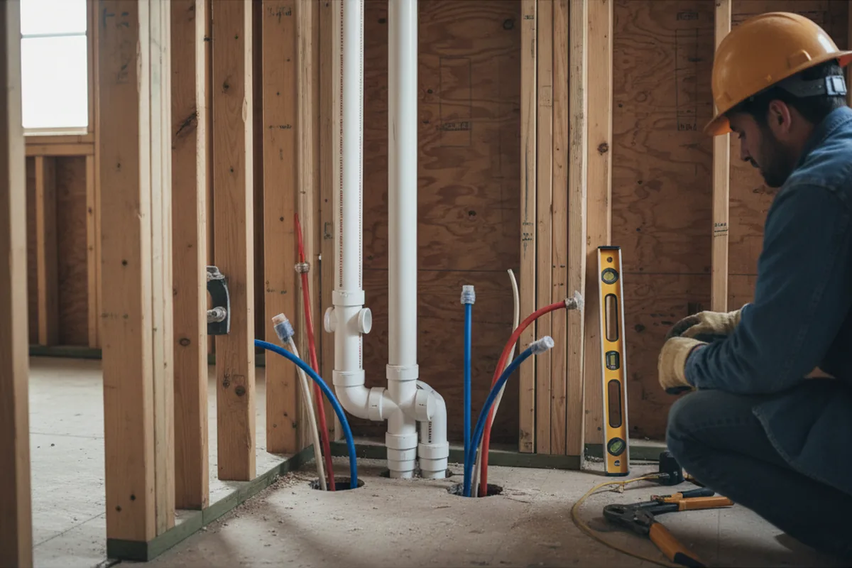 Drain and supply rough-in during Drain Cleaning in Clark