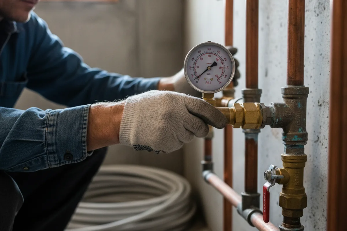 Pressure testing a repaired line during Water Line Repair in Clark